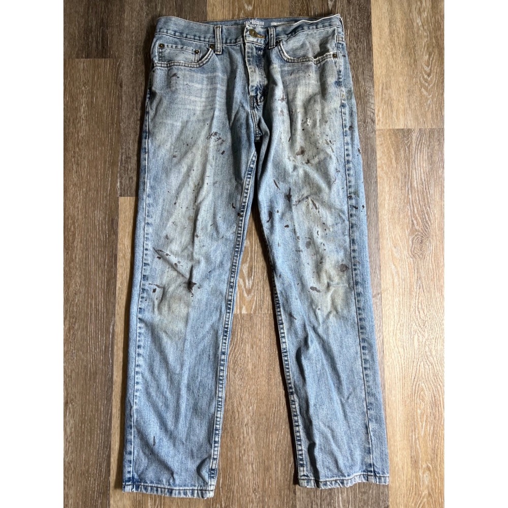Urban Pipeline Regular Fit Jeans Mens 31x30 Blue Good Paint Splatter Distressed